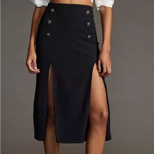 Anthropologie Maeve Dual Split Button Skirt